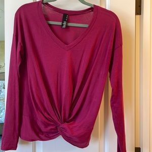 bobi v-neck twist front long sleeve top, EUC